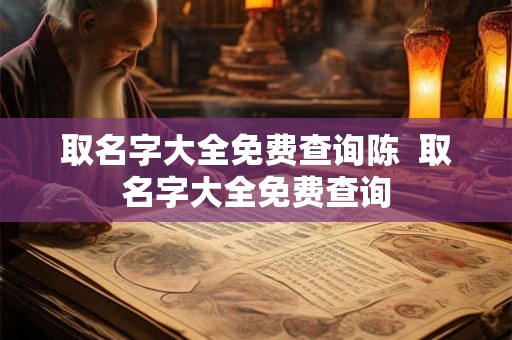 取名字大全免费查询陈  取名字大全免费查询