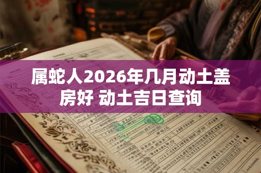 属蛇人2026年几月动土盖房好 动土吉日查询