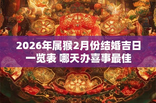 2026年属猴2月份结婚吉日一览表 哪天办喜事最佳