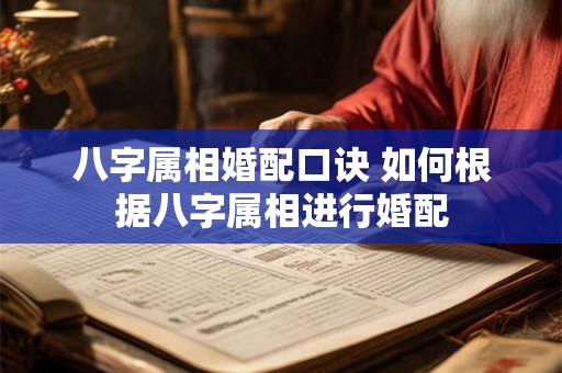八字属相婚配口诀 如何根据八字属相进行婚配