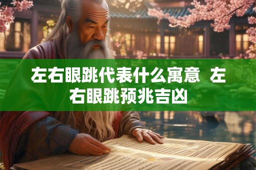 左右眼跳代表什么寓意  左右眼跳预兆吉凶