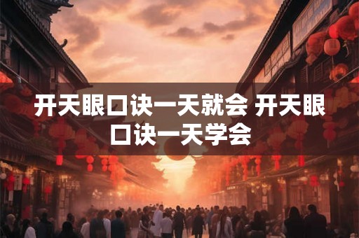 开天眼口诀一天就会 开天眼口诀一天学会