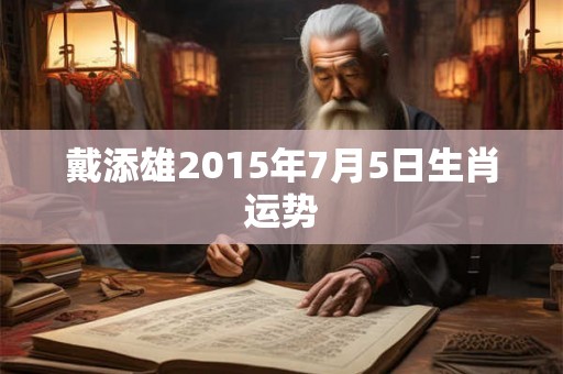 戴添雄2015年7月5日生肖运势
