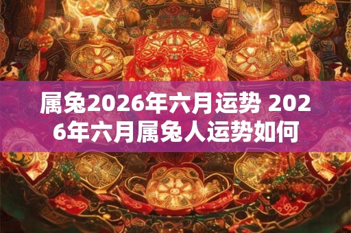 属兔2026年六月运势 2026年六月属兔人运势如何