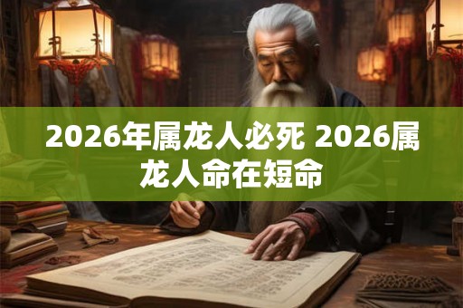 2026年属龙人必死 2026属龙人命在短命 2026年属龙人必死 2026属龙人命在短命