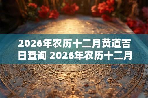 2026年农历十二月黄道吉日查询 2026年农历十二月最好的日子