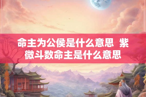 命主为公侯是什么意思 紫微斗数命主是什么意思 命主为公侯是什么意思 紫微斗数命主是什么意思