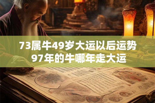 73属牛49岁大运以后运势 97年的牛哪年走大运