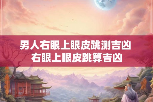 男人右眼上眼皮跳测吉凶 右眼上眼皮跳算吉凶