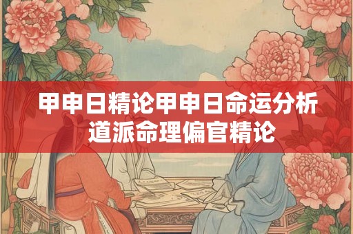 甲申日精论甲申日命运分析  道派命理偏官精论