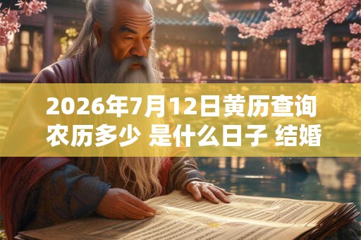2026年7月12日黄历查询 农历多少 是什么日子 结婚吉时 2026年7月12日黄历查询 农历多少 是什么日子 结婚吉时