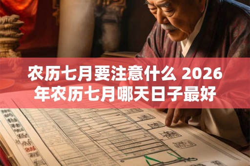农历七月要注意什么 2026年农历七月哪天日子最好