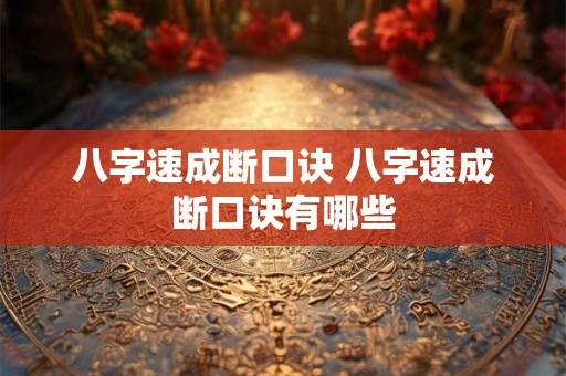 八字速成断口诀 八字速成断口诀有哪些