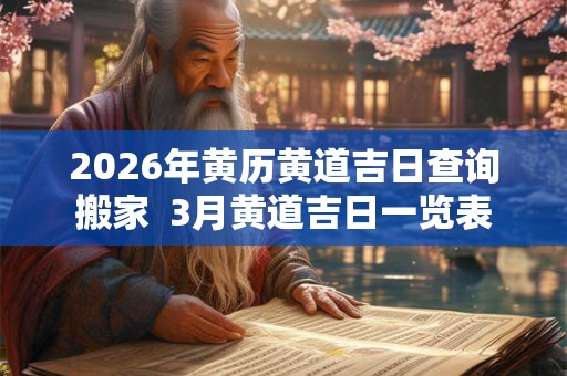 2026年黄历黄道吉日查询搬家  3月黄道吉日一览表