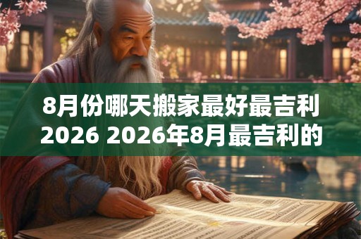 8月份哪天搬家最好最吉利2026 2026年8月最吉利的搬家日是哪一天