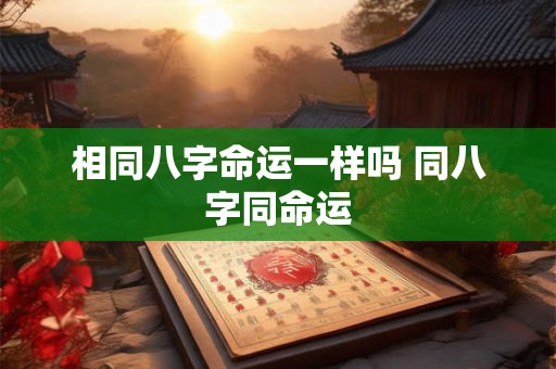 相同八字命运一样吗 同八字同命运
