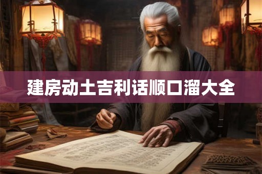 建房动土吉利话顺口溜大全