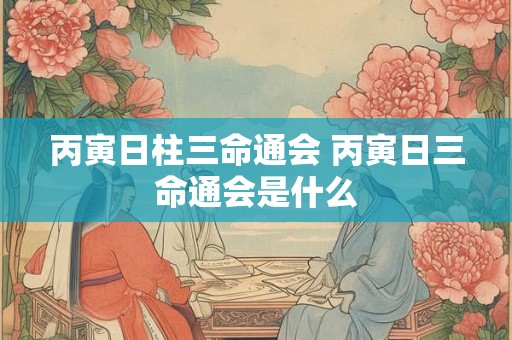 丙寅日柱三命通会 丙寅日三命通会是什么