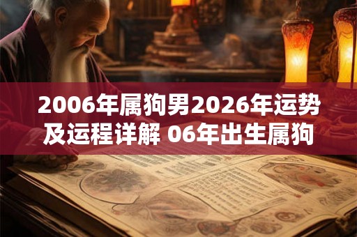 2006年属狗男2026年运势及运程详解 06年出生属狗人2026全年每月运势男性