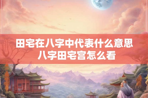 田宅在八字中代表什么意思  八字田宅宫怎么看