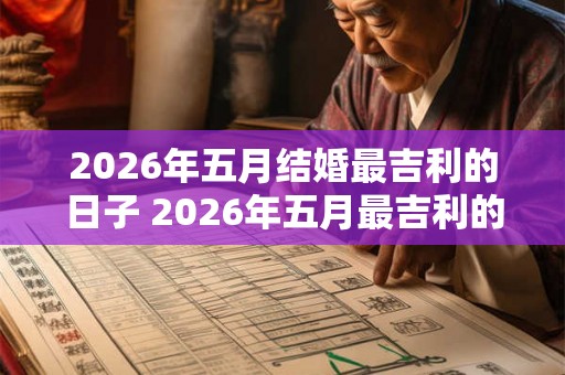 2026年五月结婚最吉利的日子 2026年五月最吉利的结婚日是哪天