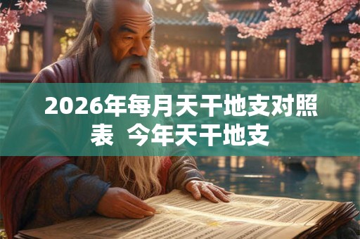 2026年每月天干地支对照表 今年天干地支 2026年每月天干地支对照表 今年天干地支