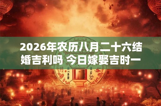 2026年农历八月二十六结婚吉利吗 今日嫁娶吉时一览