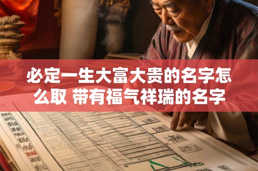 必定一生大富大贵的名字怎么取 带有福气祥瑞的名字
