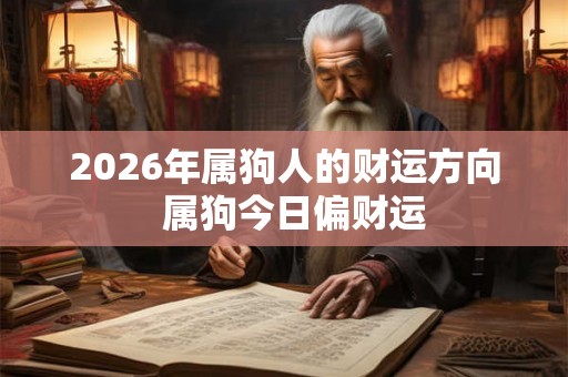 2026年属狗人的财运方向  属狗今日偏财运