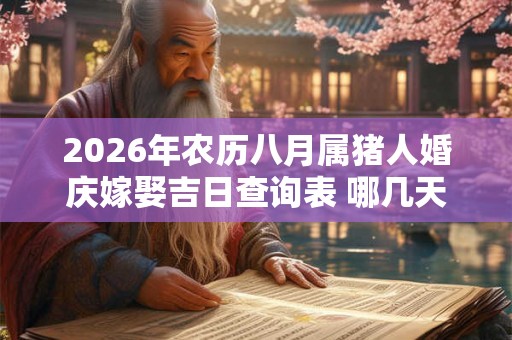 2026年农历八月属猪人婚庆嫁娶吉日查询表 哪几天结婚最吉利