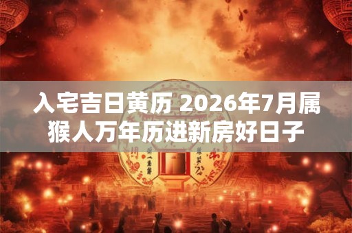 入宅吉日黄历 2026年7月属猴人万年历进新房好日子