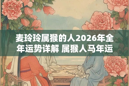麦玲玲属猴的人2026年全年运势详解 属猴人马年运程及每月运势 麦玲玲属猴的人2026年全年运势详解 属猴人马年运程及每月运势