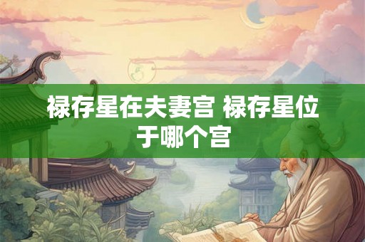 禄存星在夫妻宫 禄存星位于哪个宫 禄存星在夫妻宫 禄存星位于哪个宫