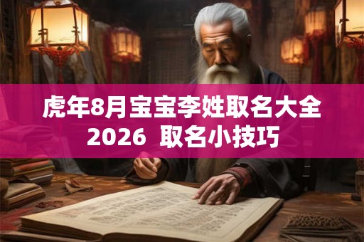 虎年8月宝宝李姓取名大全2026  取名小技巧