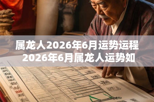 属龙人2026年6月运势运程 2026年6月属龙人运势如何