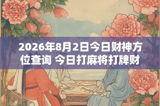 2026年8月2日今日财神方位查询 今日打麻将打牌财神方位