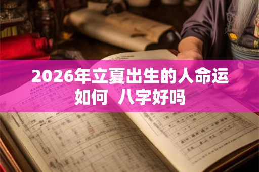 2026年立夏出生的人命运如何  八字好吗
