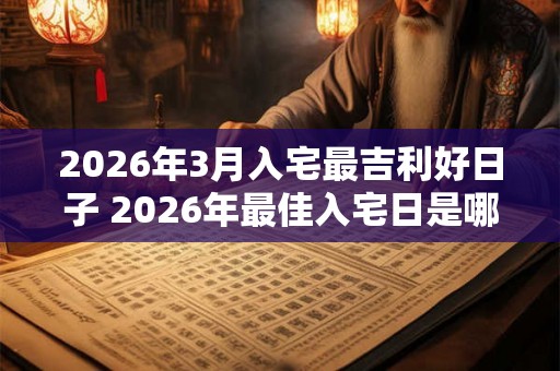 2026年3月入宅最吉利好日子 2026年最佳入宅日是哪一天