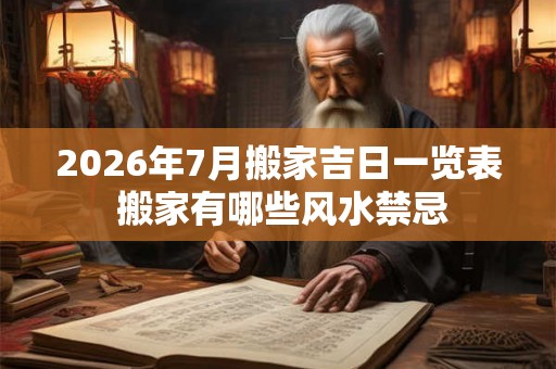 2026年7月搬家吉日一览表 搬家有哪些风水禁忌