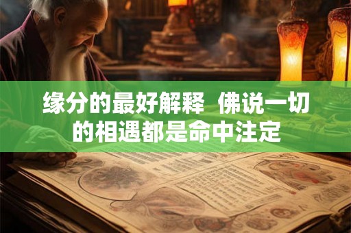 缘分的最好解释  佛说一切的相遇都是命中注定