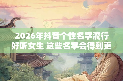 2026年抖音个性名字流行好听女生 这些名字会得到更多关注