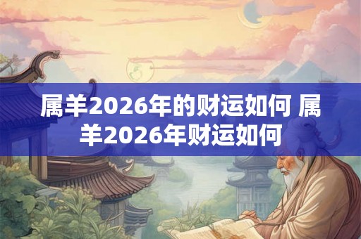 属羊2026年的财运如何 属羊2026年财运如何