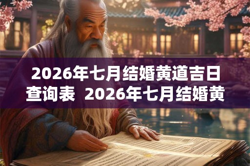 2026年七月结婚黄道吉日查询表  2026年七月结婚黄道吉日查询表