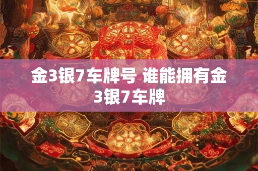 金3银7车牌号 谁能拥有金3银7车牌