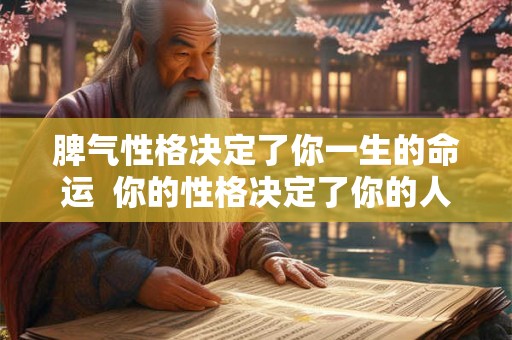 脾气性格决定了你一生的命运  你的性格决定了你的人生