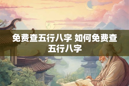 免费查五行八字 如何免费查五行八字