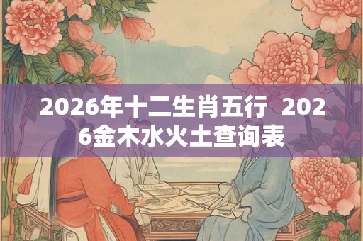 2026年十二生肖五行  2026金木水火土查询表
