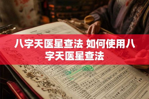 八字天医星查法 如何使用八字天医星查法