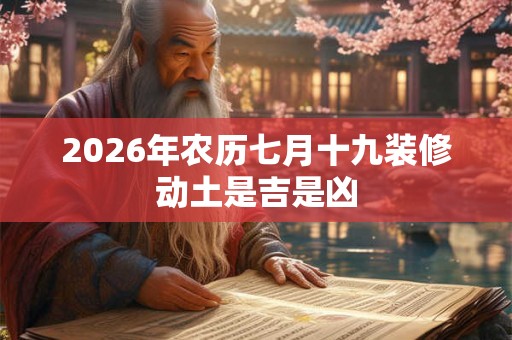 2026年农历七月十九装修动土是吉是凶
