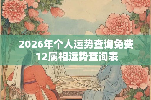 2026年个人运势查询免费 12属相运势查询表